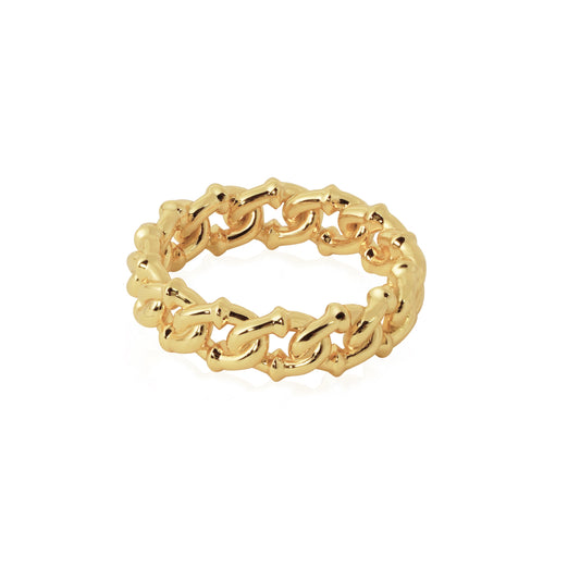 Fine Jewellery 925 Sterling Silver Yellow Gold Curb Chain Ring