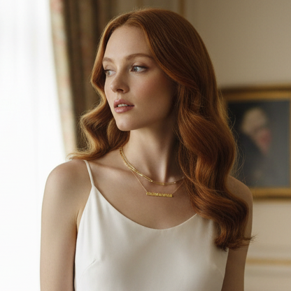 Hammered Rectangle Tag Bar 925 Sterling Silver Necklace, 18k gold/Rhodium