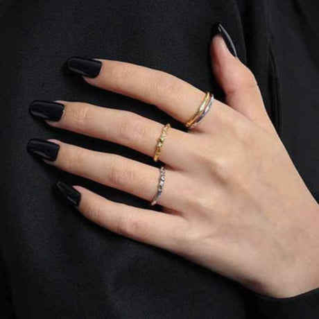 Dainty Minimalism CZ Irregular 925 Sterling Silver Adjustable Ring