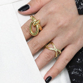 Fashion Hollow Buckle 925 Sterling Silver Adjustable Ring