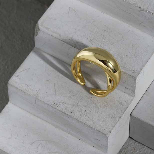 Chunky Oval Ellipse 925 Sterling Silver Adjustable Ring