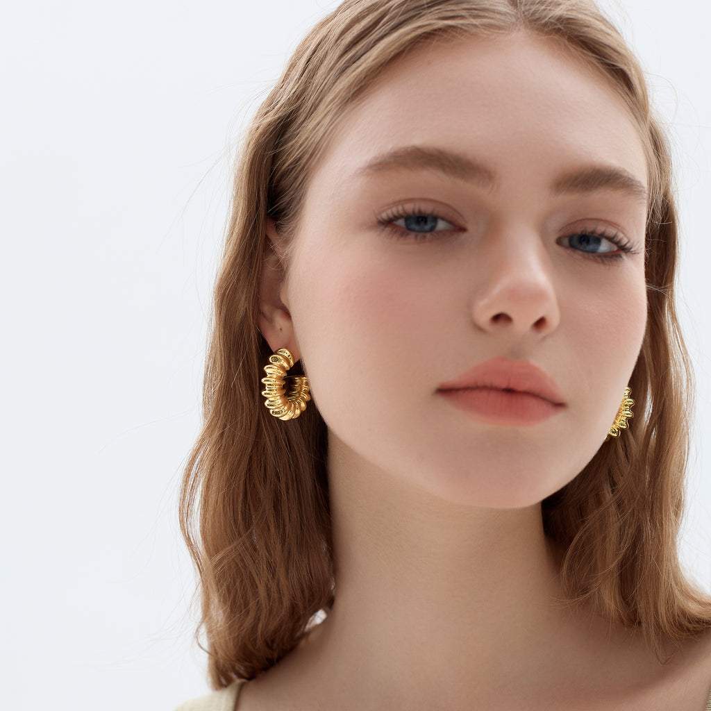 S999 Large Light  Chunky Electroforming 999 Pure Silver Statement Earrings