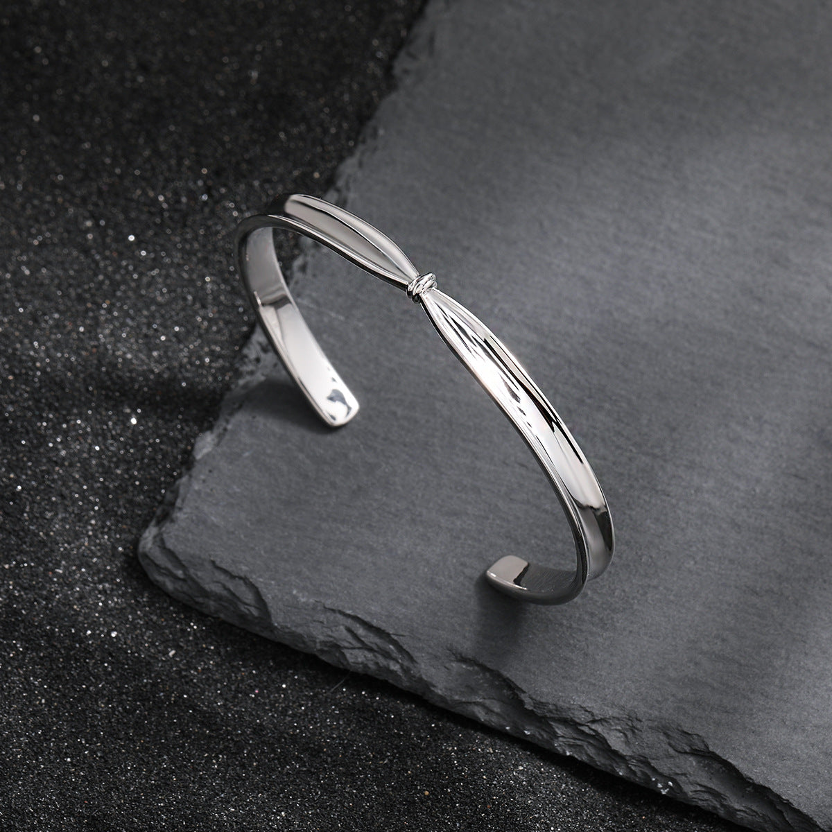 Stunning Fashion Knot 925 Sterling Silver Open Bangle