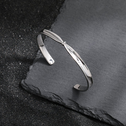 Stunning Fashion Knot 925 Sterling Silver Open Bangle