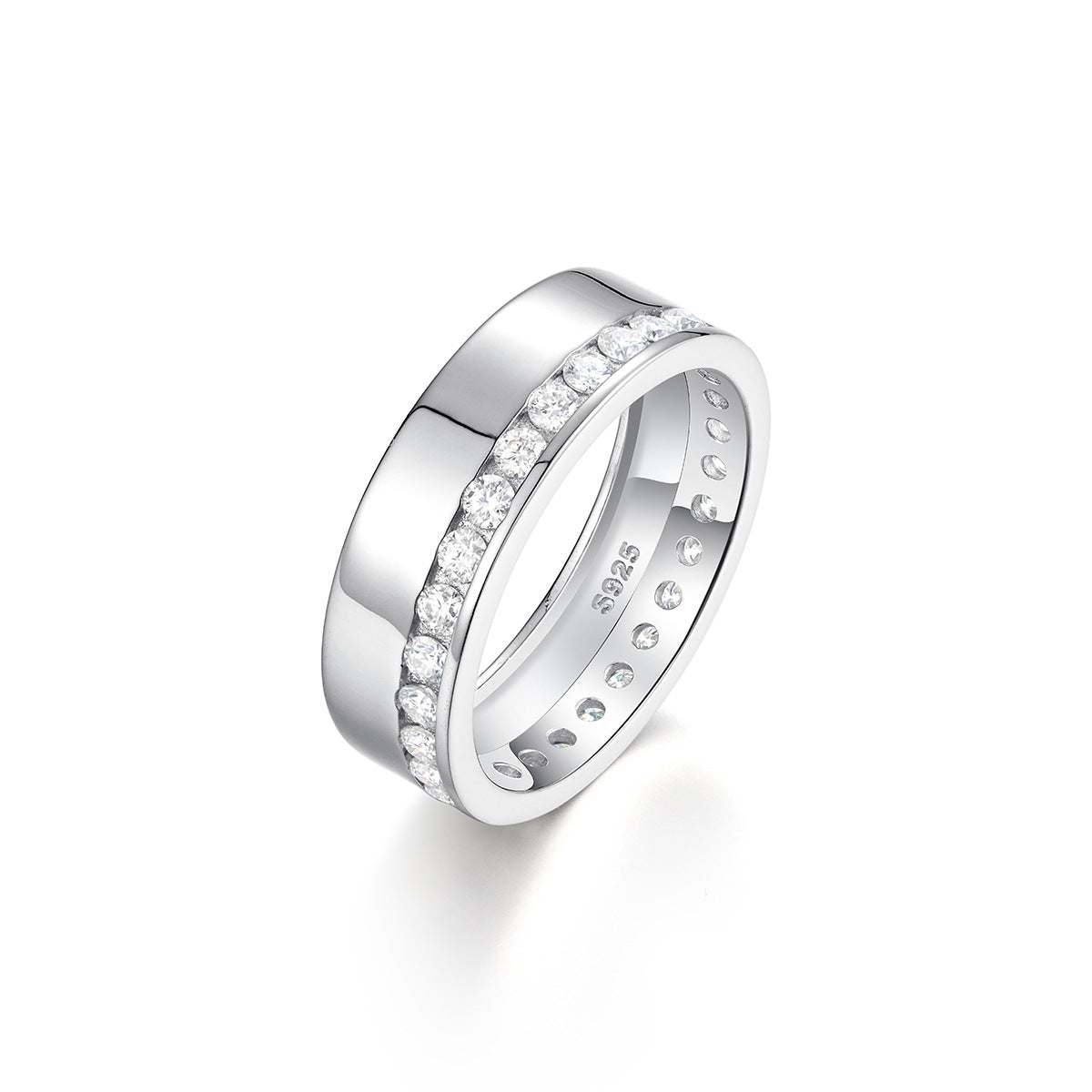 Simple Yet Elegant Full Band Moissanite For Men 925 Sterling Silver Ring