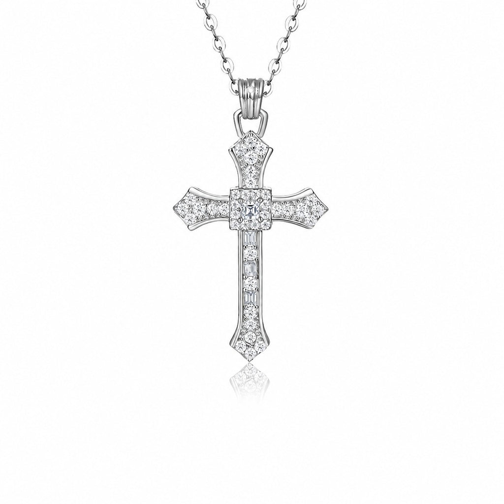 Vintage Cross Moissanite Necklace