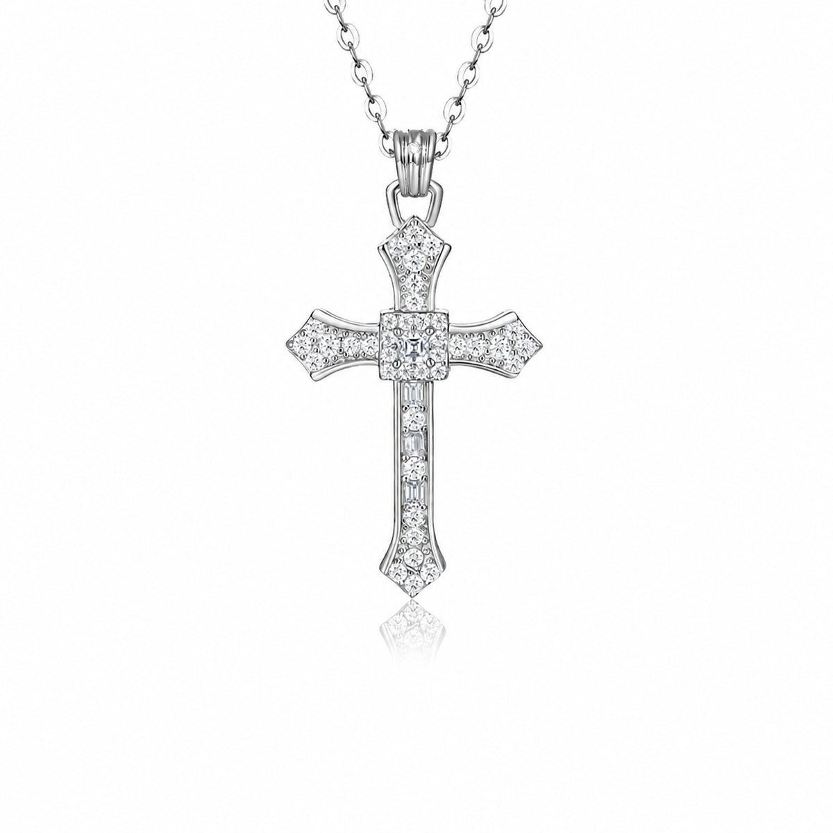Vintage Cross Moissanite Necklace