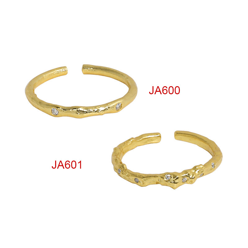 Dainty Minimalism CZ Irregular 925 Sterling Silver Adjustable Ring