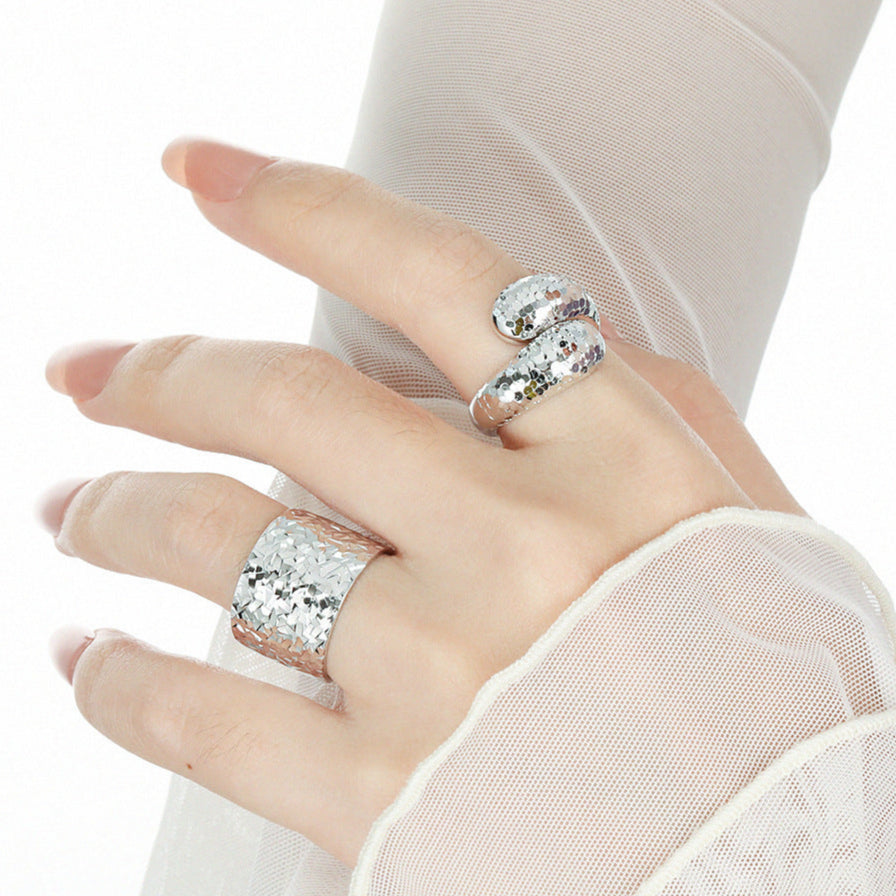 Women Fashion Mirror Painted Cross 925 Sterling Silver Adjustable Ring