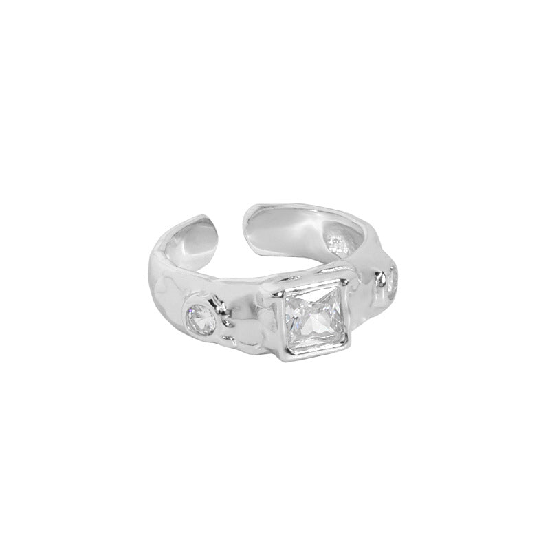 Beautiful Square CZ 925 Sterling Silver Adjustable Ring