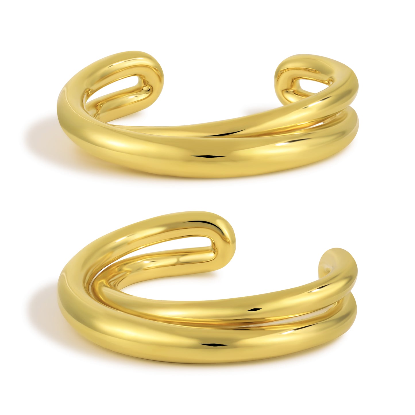 999 Sterling Silver Stunning Double Layers Cross Open Cuff Bracelet