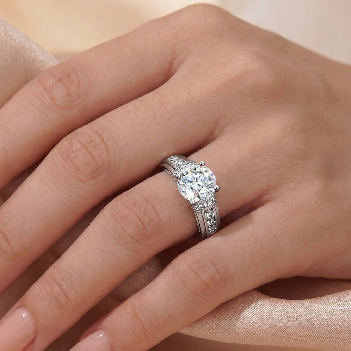 Round D Color Moissanite Ring