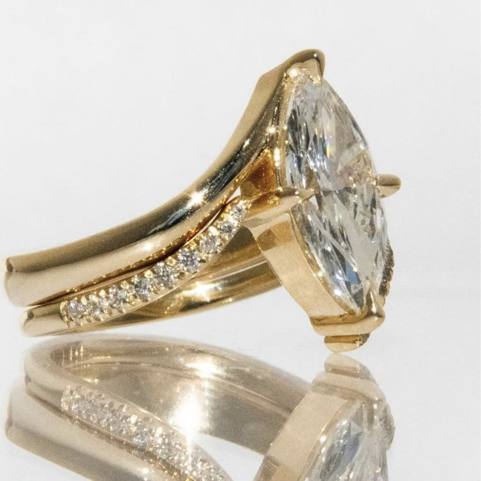 Marquise Moissanite Stackable Ring,  Gold Or White Gold Elegant Modern Wedding Party Gift