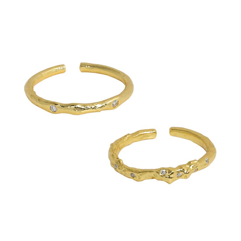 Dainty Minimalism CZ Irregular 925 Sterling Silver Adjustable Ring