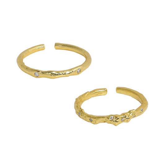 Dainty Minimalism CZ Irregular 925 Sterling Silver Adjustable Ring