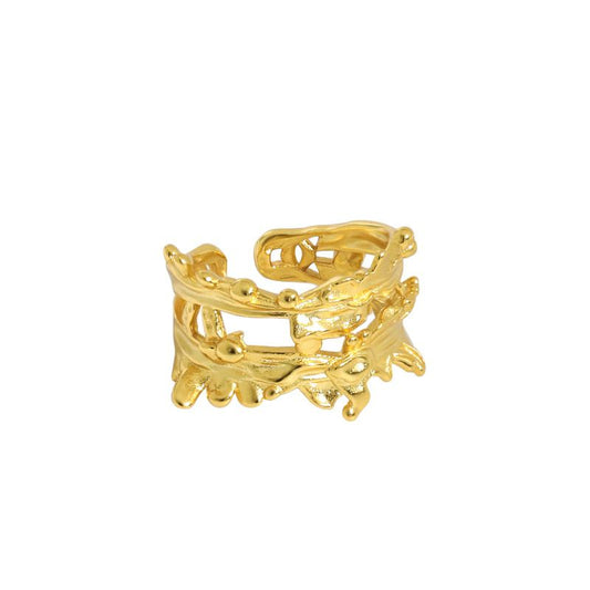 Irregular Hollow 925 Sterling Silver Adjustable Ring