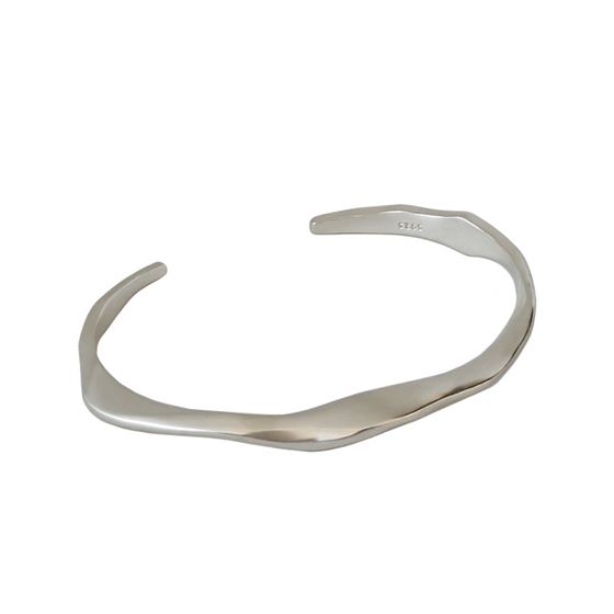 Stunning Irregular 925 Sterling Silver Open Bangle