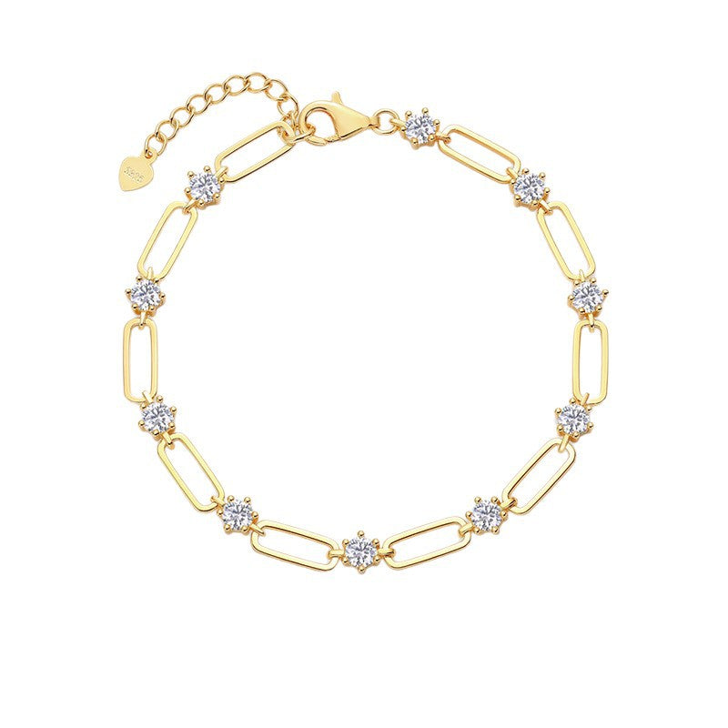 Hollow Chain and Diamond Bracelet