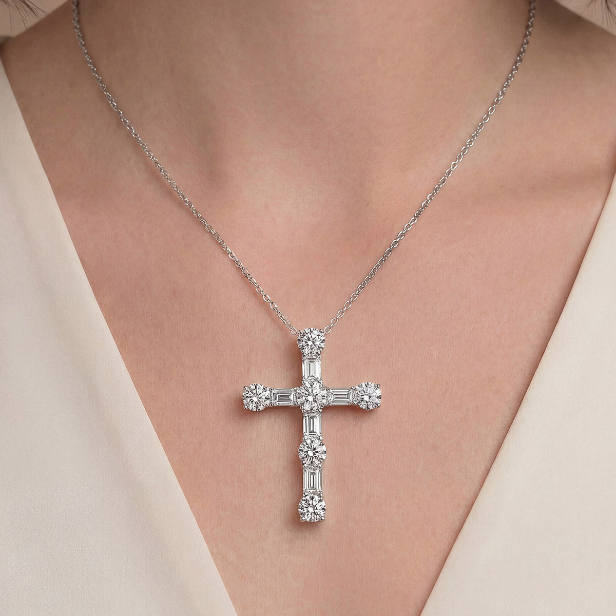 The Grace Cross Moissanite Pendant Necklace