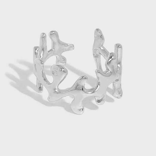 Stylish Irregular Flame 925 Sterling Silver Adjustable Ring