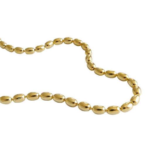 Choker 925 Sterling Silver Oval Beads Necklace