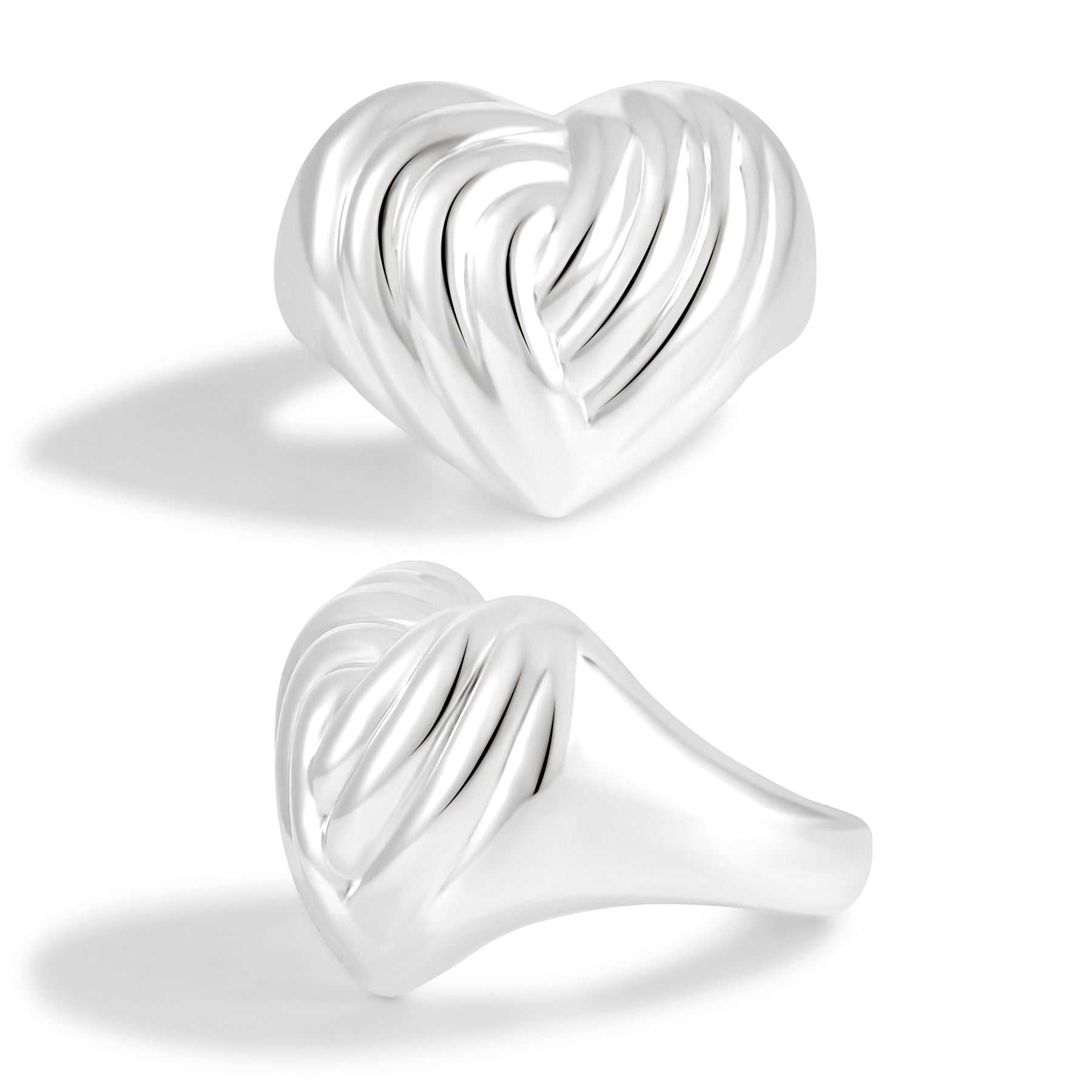 Beautiful 999 Sterling Silver Women Chunky Heart 999 Sterling Silver Ring
