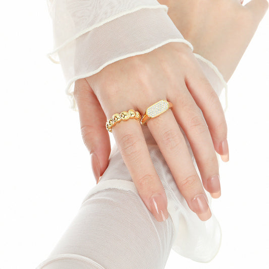 Rectangle Micro Setting CZ 925 Sterling Silver Adjustable Ring