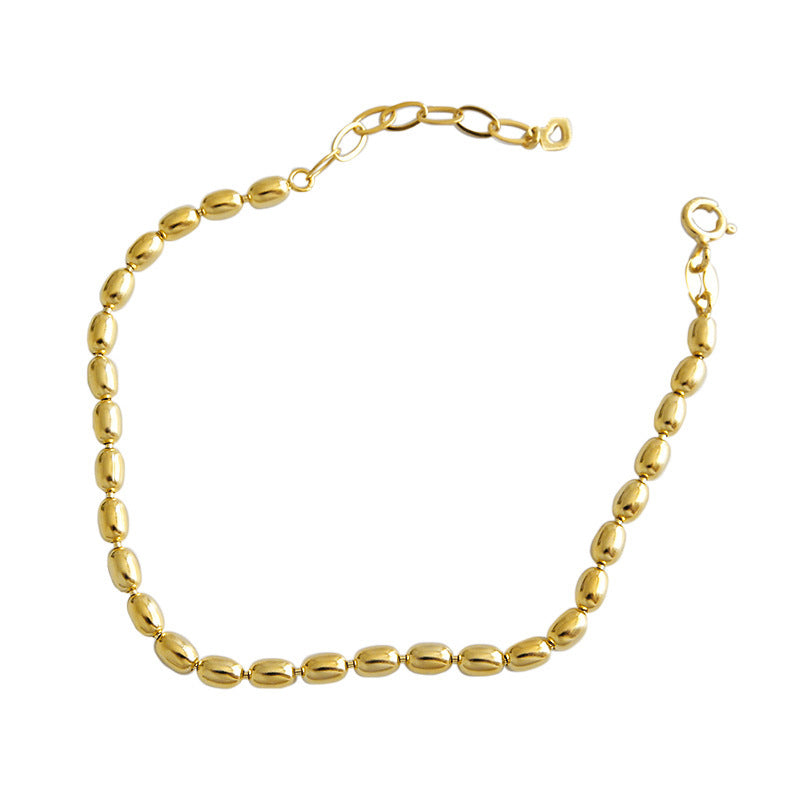 S925 sterling silver oval bead chain bracelet