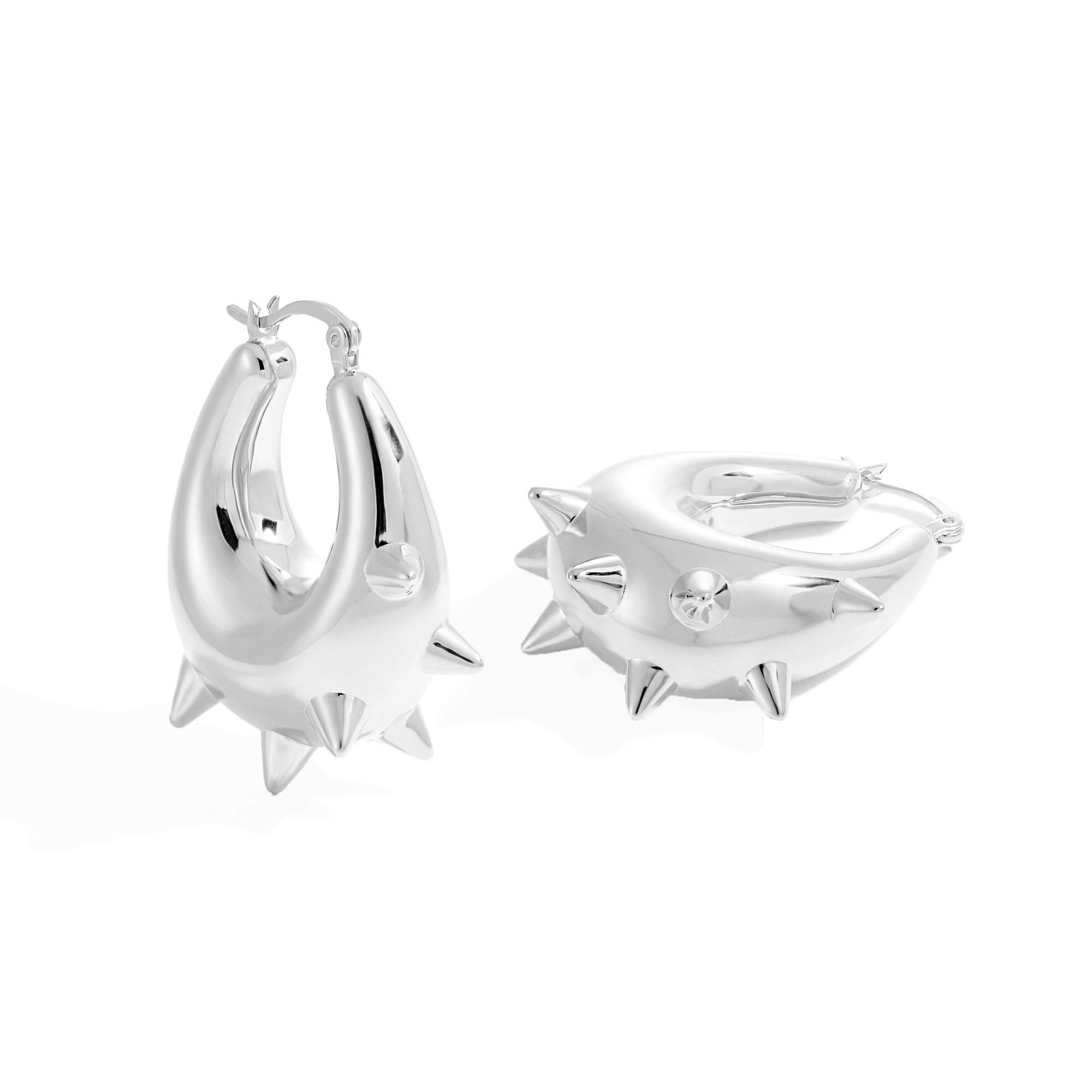 999 Pure Silver Huge Classic U Shape Rivet Electroforming Chunky Hoop Earrings