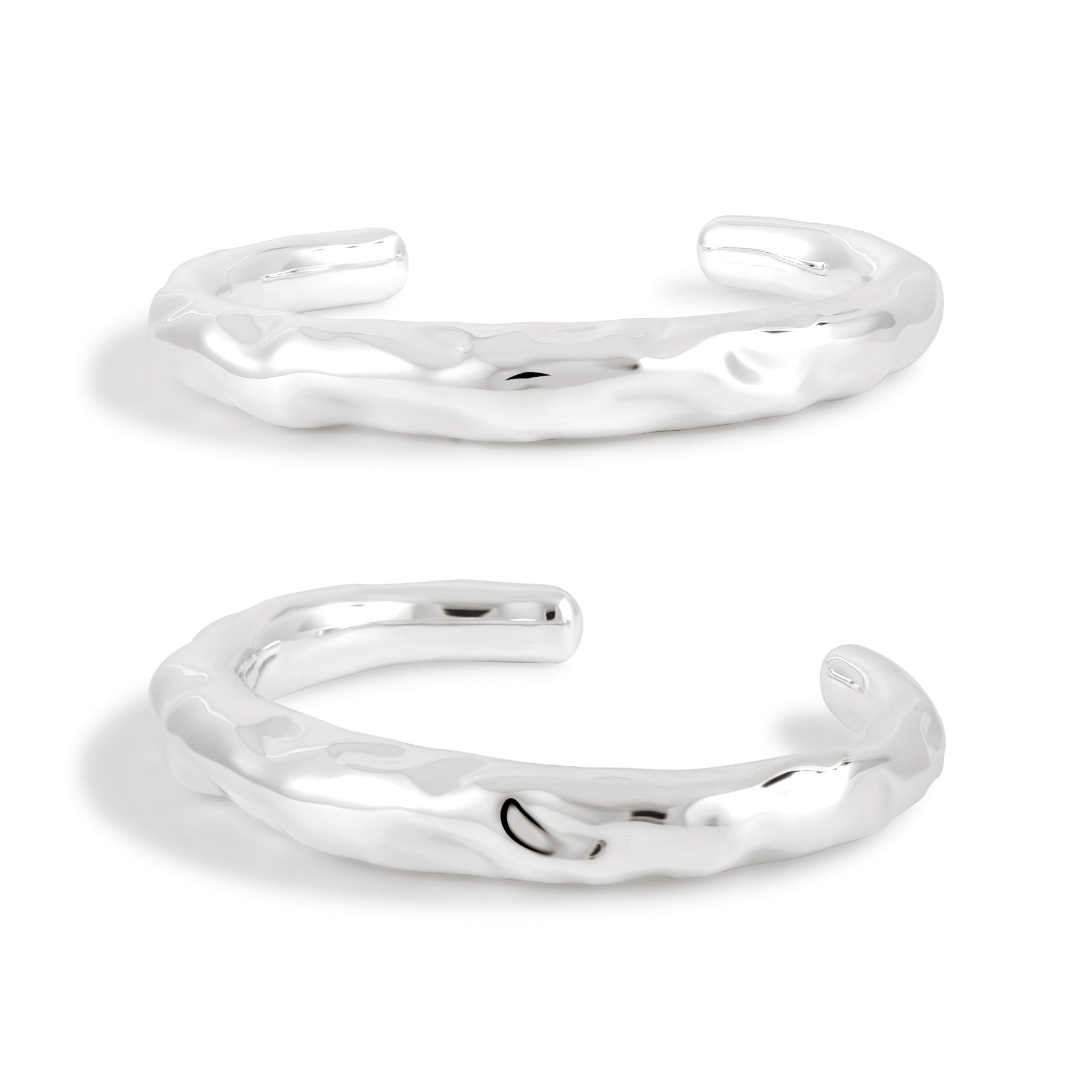 999 Sterling Silver - Chunky Golden Open Cuff Bracelet/Bangle