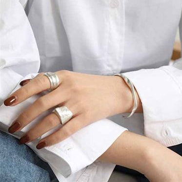 Stunning Irregular 925 Sterling Silver Open Bangle