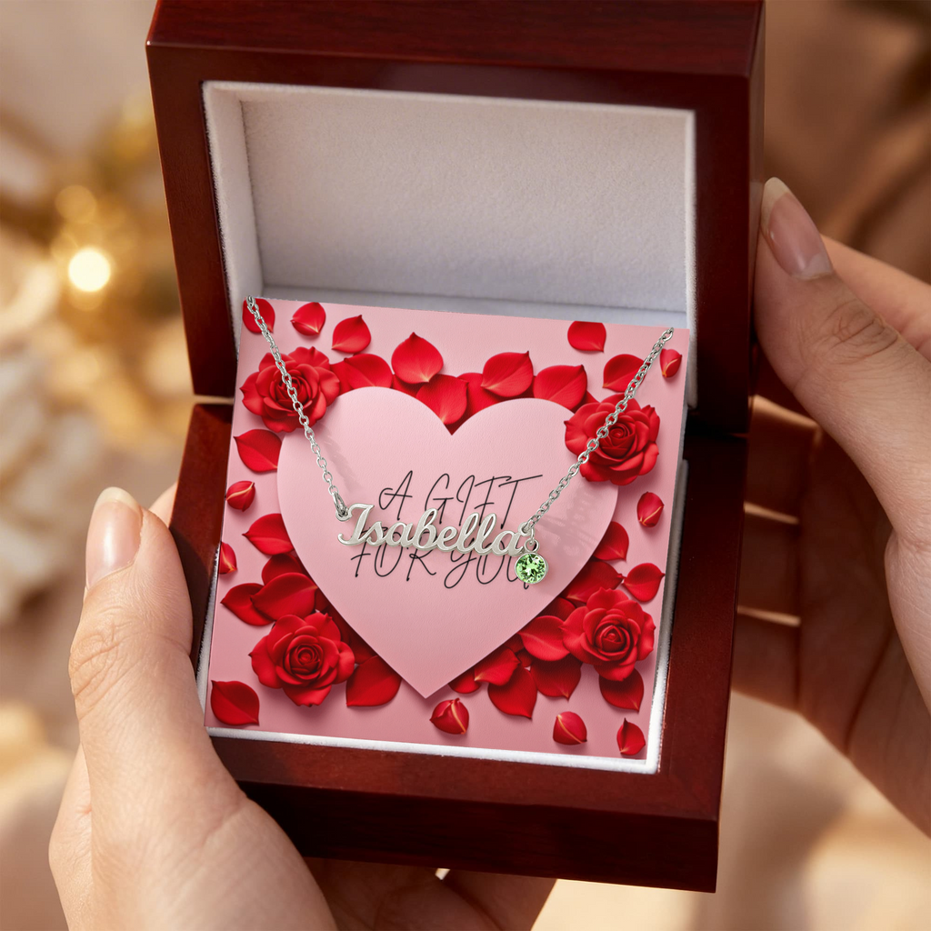The Perfect Gift for Her - Custom Personalised Name Necklace with Birthstone