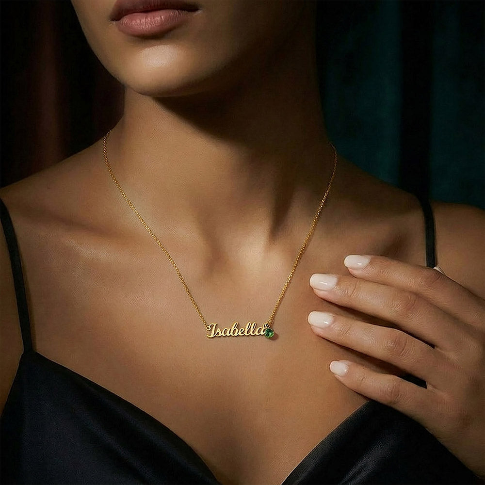 The Perfect Gift for Her - Custom Personalised Name Necklace with Birthstone