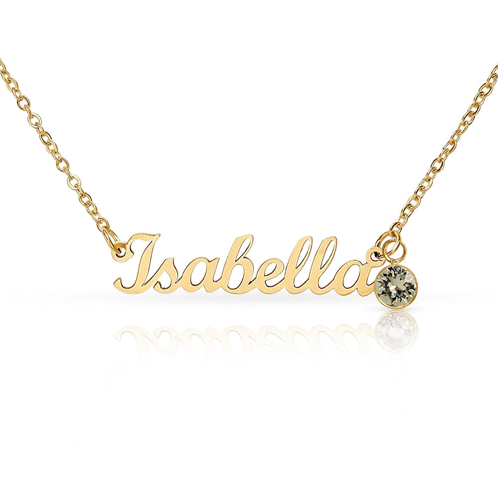 Personalised Custom Name Necklace with Birthstone - Perfect Gift for Her
