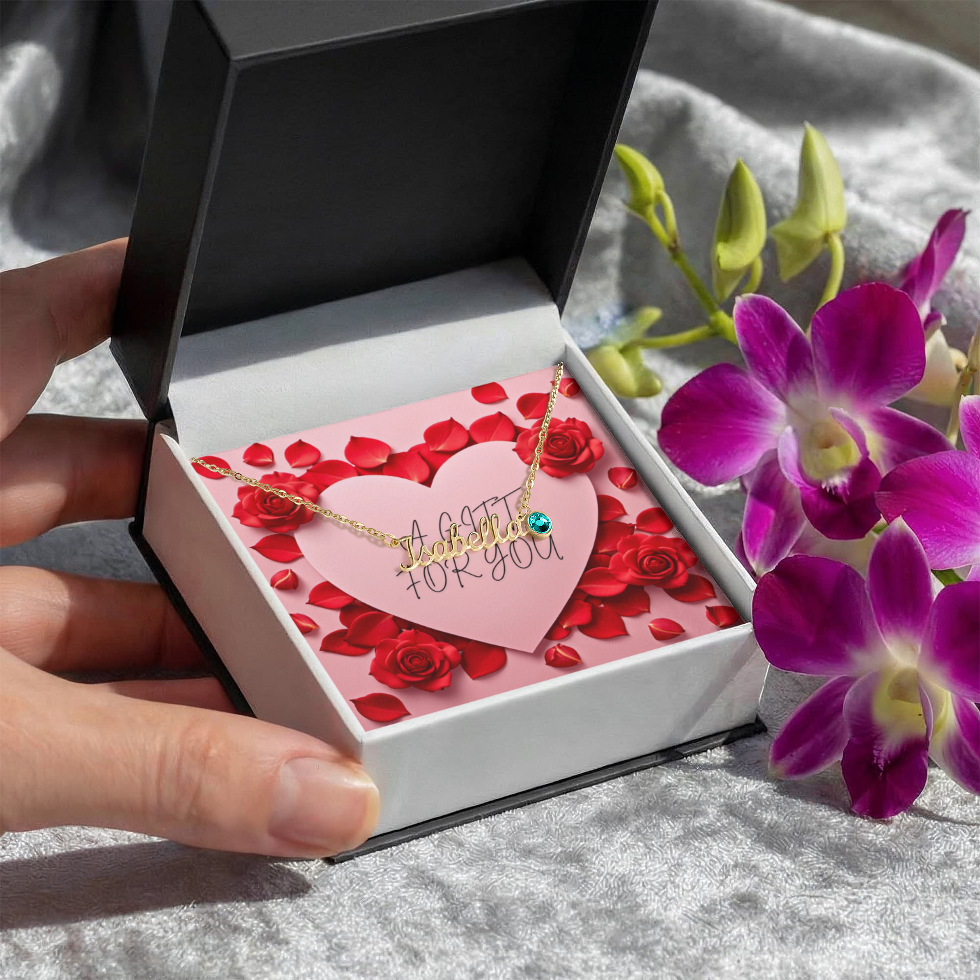 The Perfect Gift for Her - Custom Personalised Name Necklace with Birthstone
