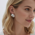 Chunky, Large Bold Look Cross S999 Pure Silver Earrings