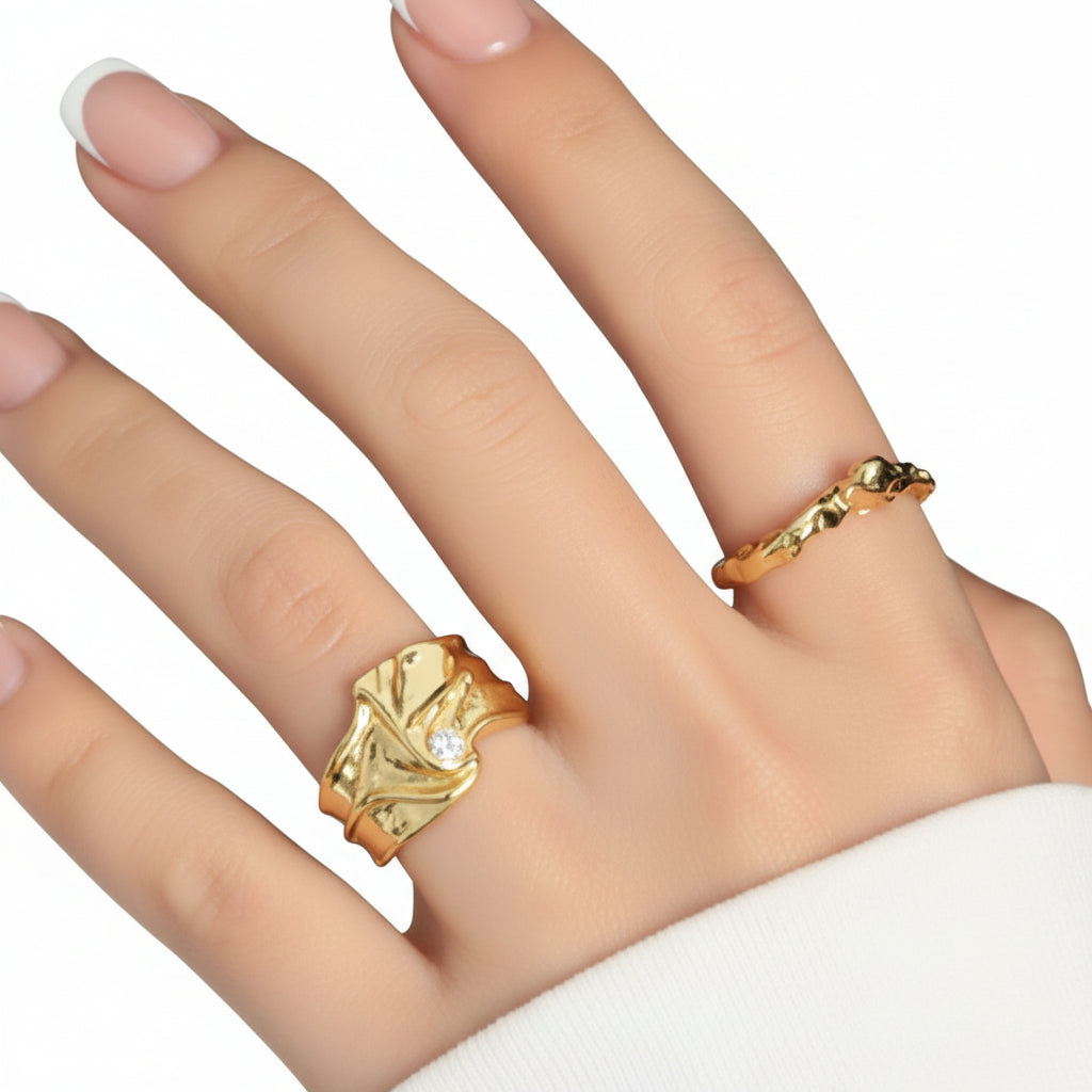 Fashion CZ Flowing River 925 Sterling Silver Adjustable Ring