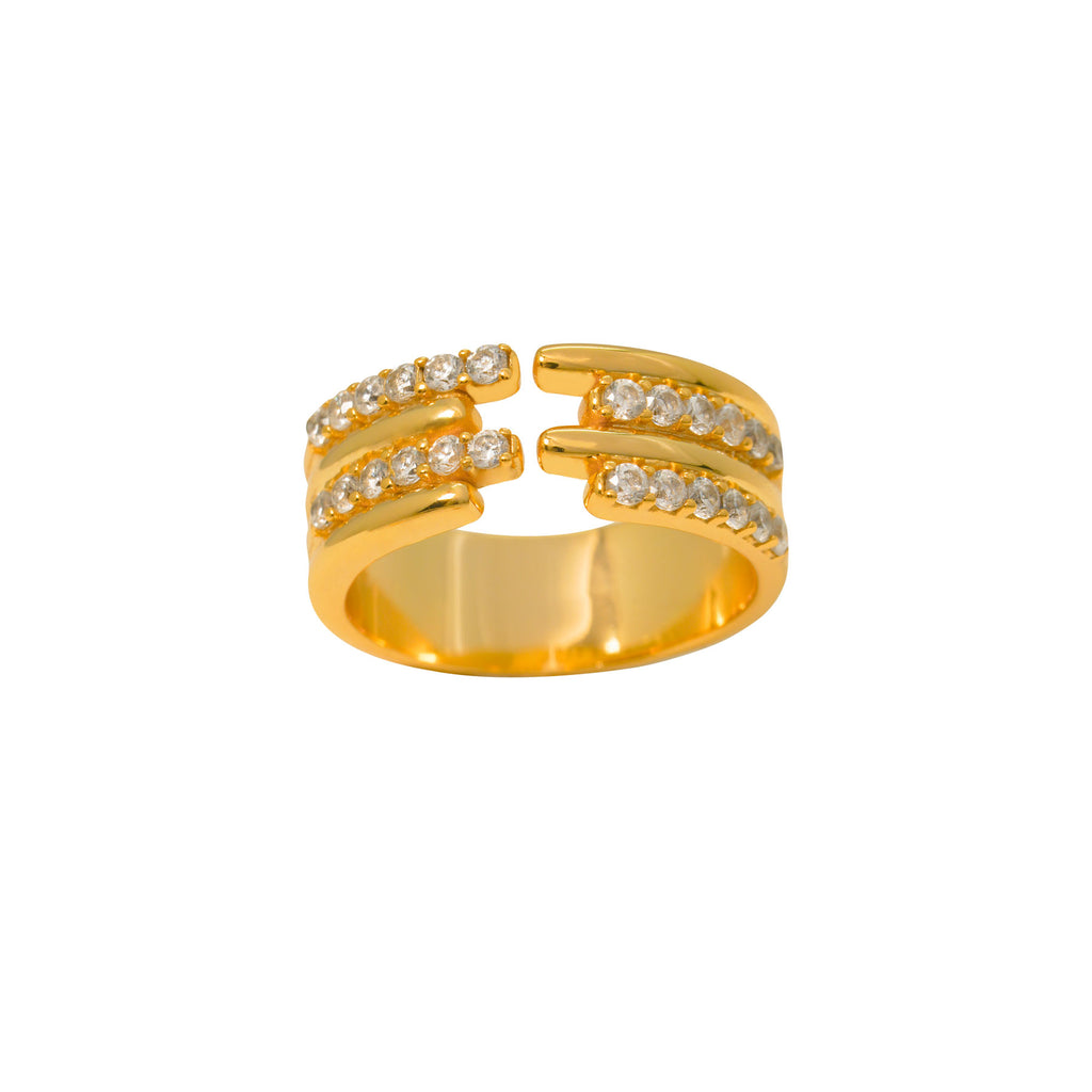 Stunning CZ Jagged 925 Sterling Silver Adjustable Ring