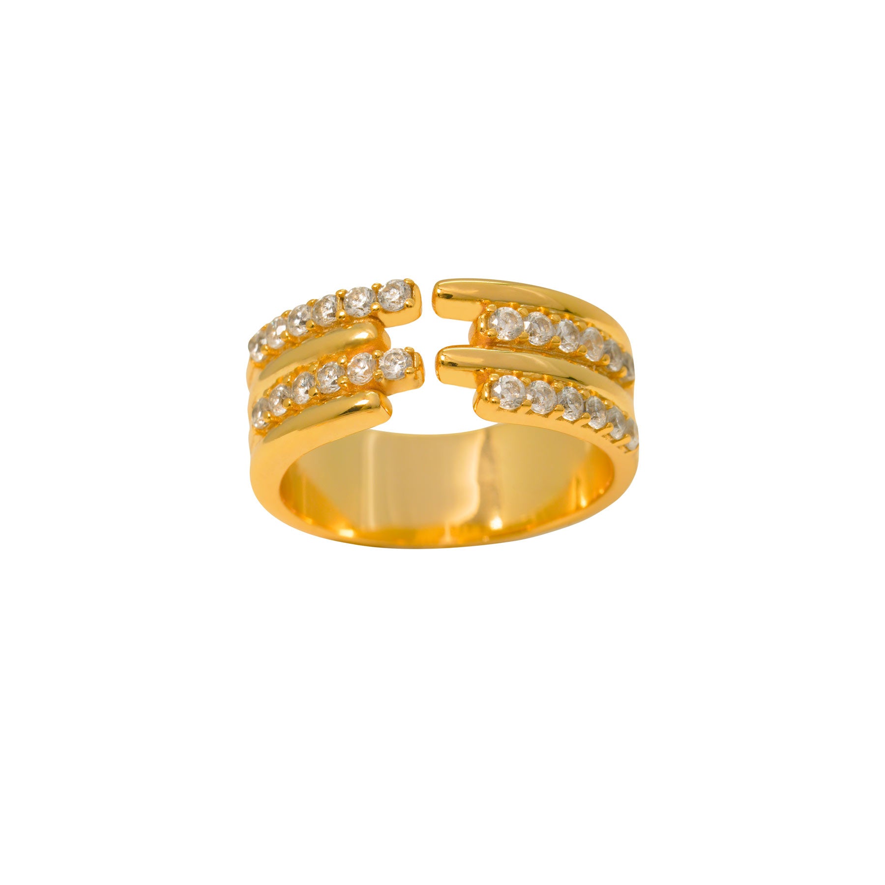 Stunning CZ Jagged 925 Sterling Silver Adjustable Ring