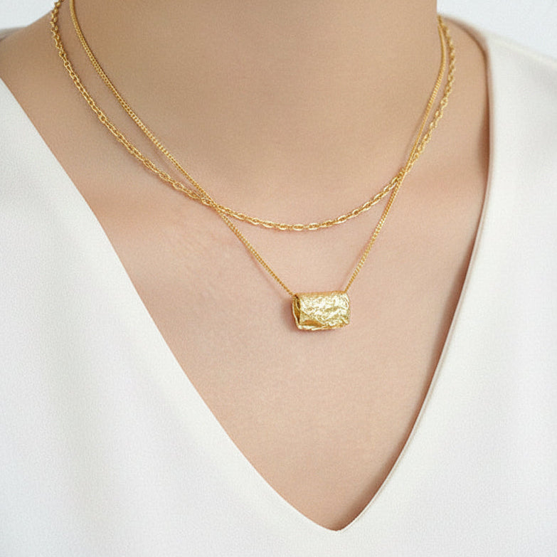 Party Irregular Geometry Block 925 Sterling Silver Necklace
