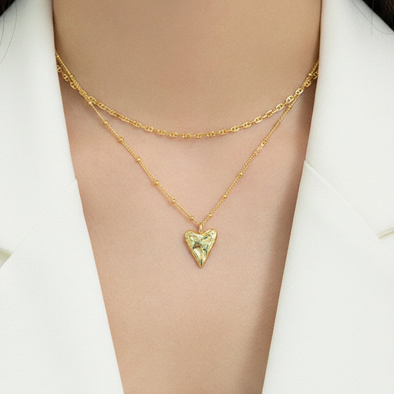 heart curbed chain necklace