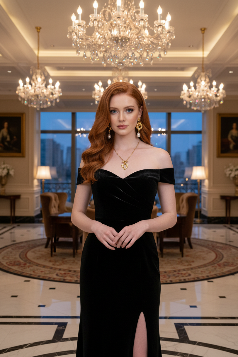 Irish Model in Luxury Hotel Wearing Sterling Silver Jewelry
