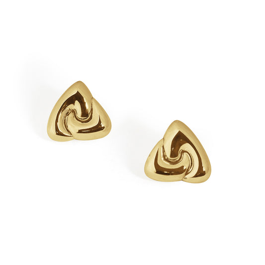 Fine Jewellery Women  Modern Rotating Triangle S999 Sterling Silver Chunky Stud Earrings