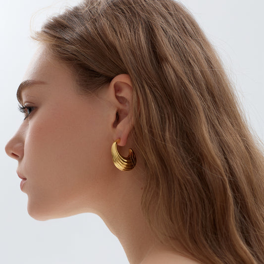 999 Sterling Silver Chunky Electroforming Large Statement Hoop Earrings