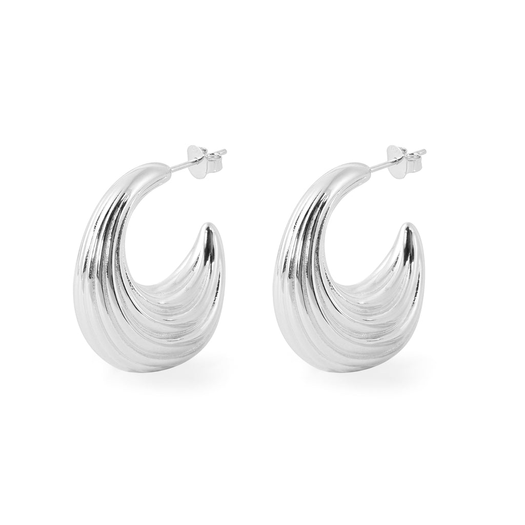 999 Sterling Silver Chunky Electroforming Large Statement Hoop Earrings
