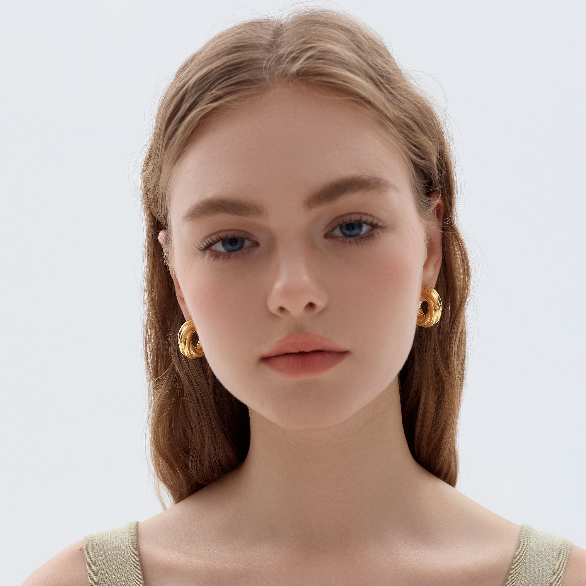 999 Sterling Silver Hollow Chunky Elegant Twsited Statement Jewellery Mini Round Hoop Earrings