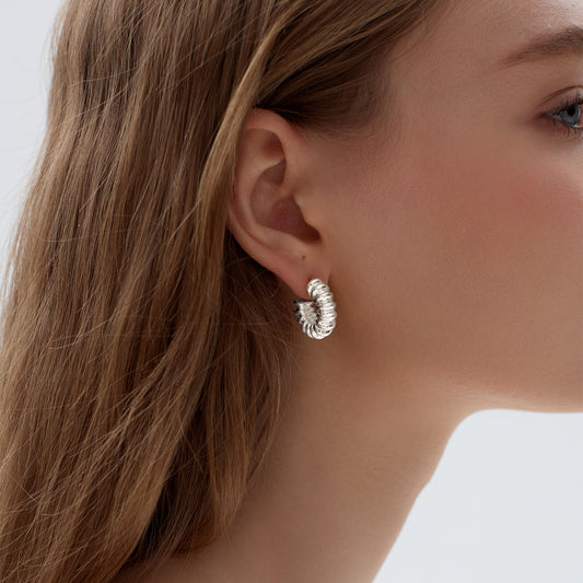 Solid 999 Sterling Silver Large Chunky Hollow Hoop Earrings