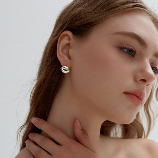 Light Chunky Electroforming Hollow Earrings Large Exaggerated Jewelry Party Gift Women Lips 999 Sterling Silver Stud Earrings