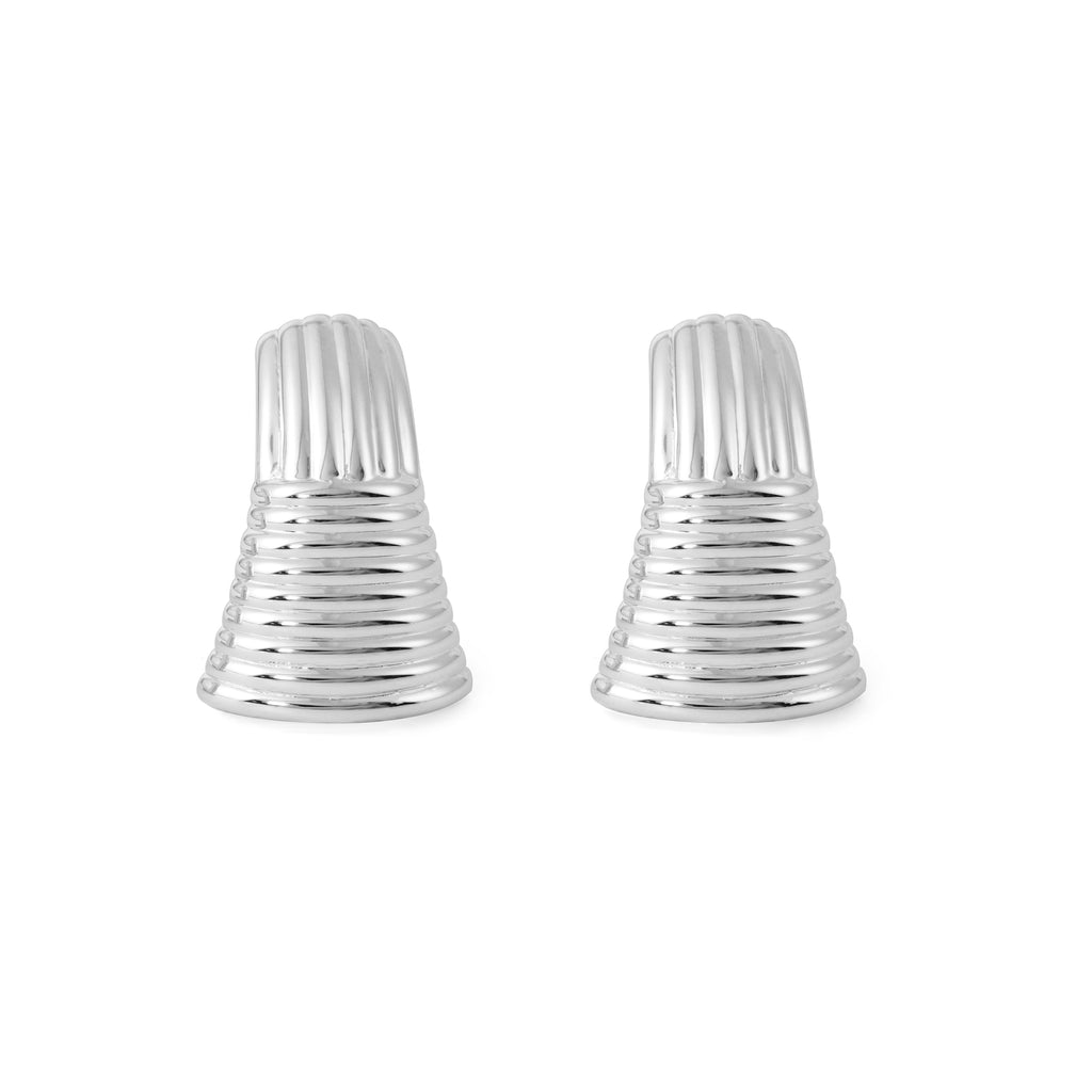 999 Sterling Silver Chunky Hollow Large Statement  Fashion Jewelry Geometry Stud Earrings