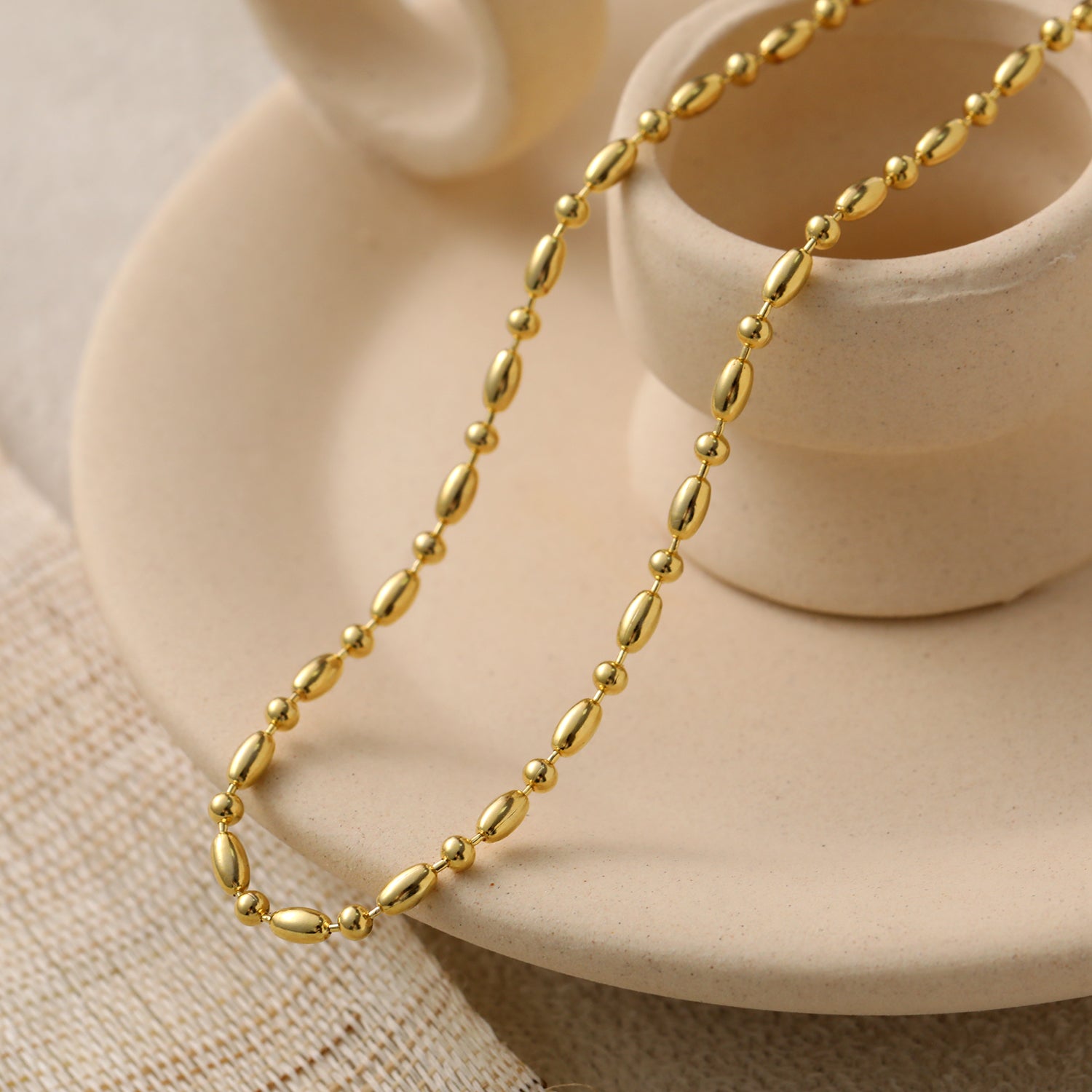 Holiday Oval Beads Geometry 925 Sterling Silver Choker Necklace